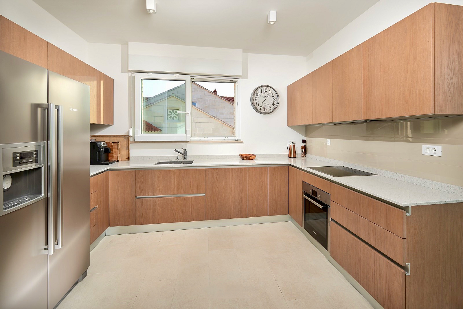 Upstairs main kitchen seen from inside dining area